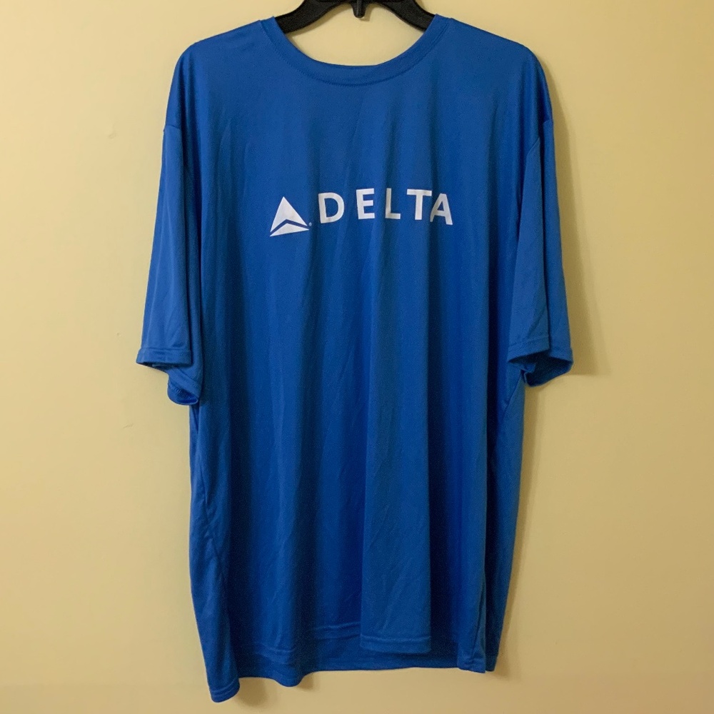 Delta Airlines Port & Company Blue T-Shirt 2XL #DeltaProud Logo Graphic